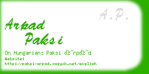 arpad paksi business card